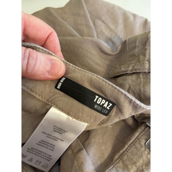 KUT From The Kloth Topaz Womens Size 8 Wide Leg Cropped Pants Taupe Linen Blend - Picture 5 of 11